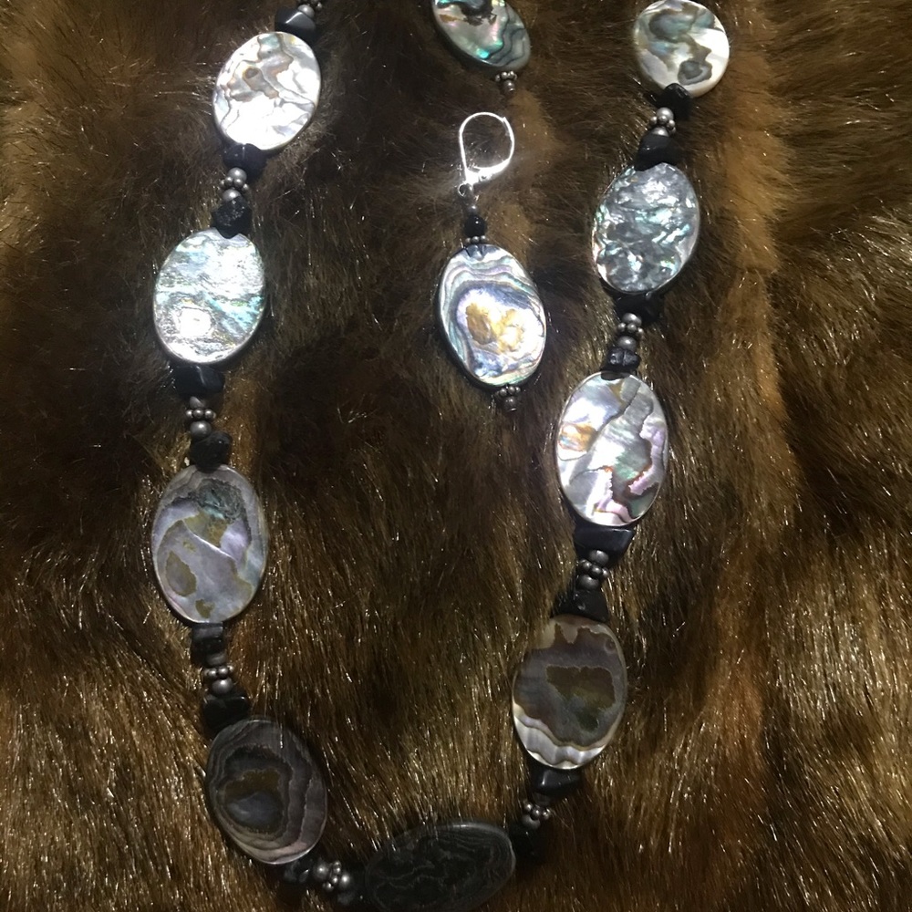 Abalone Shell Reversible Necklace And Earrings - image 7